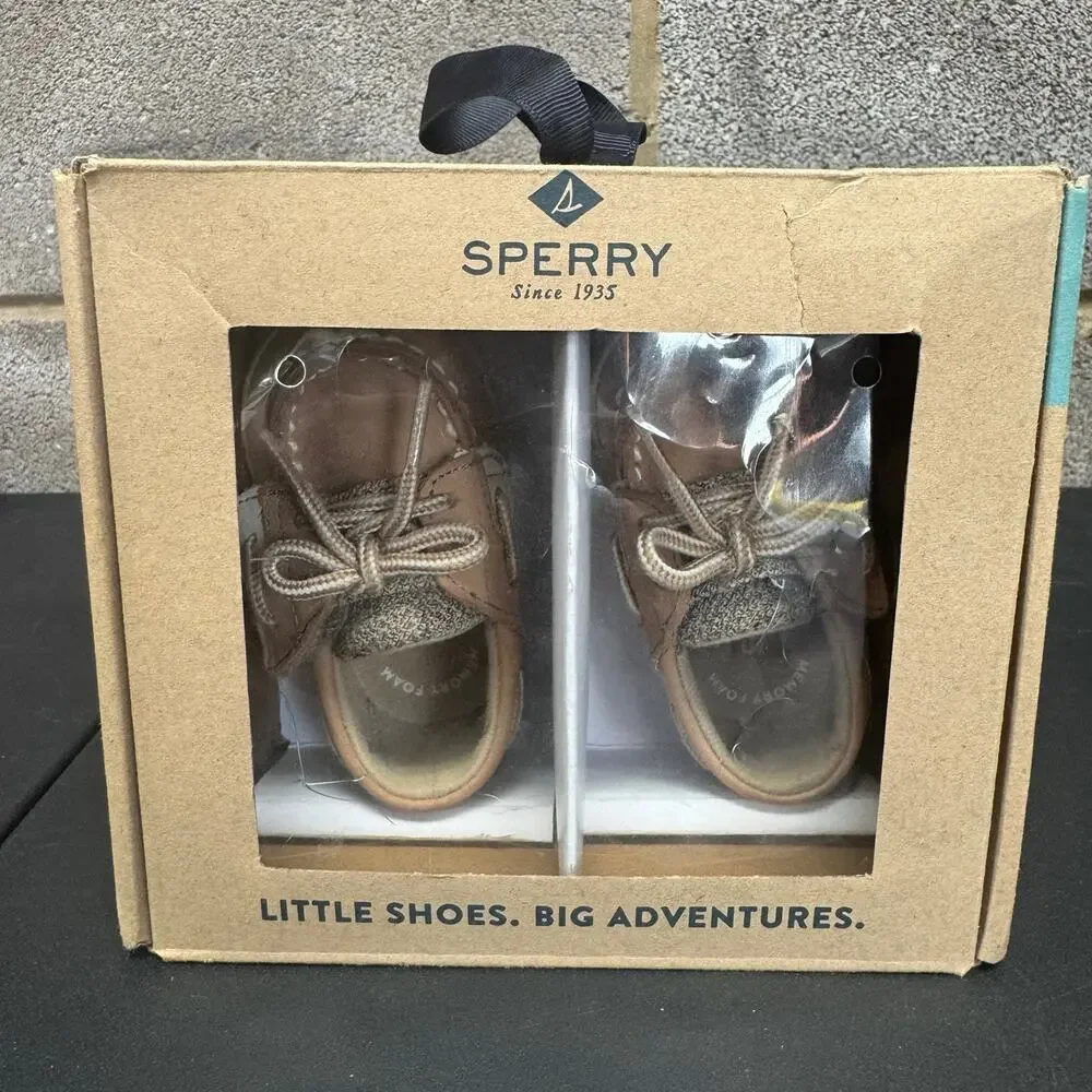 Pair of SPERRY BLUEFISH CRIB-JR. / Linen Infant Girl Shoes Size 1M